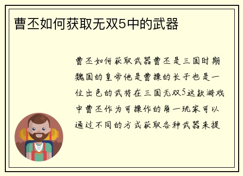 曹丕如何获取无双5中的武器