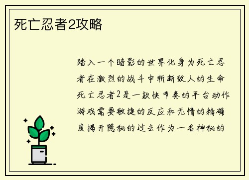 死亡忍者2攻略