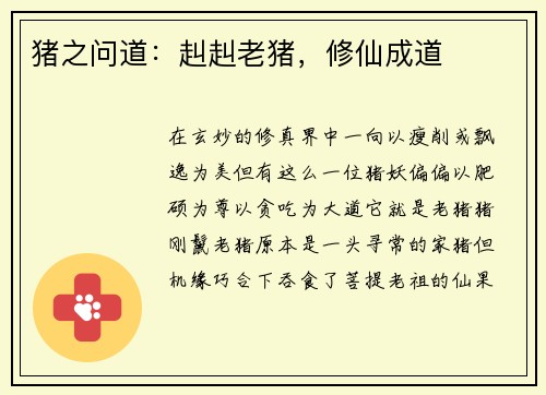 猪之问道：赳赳老猪，修仙成道